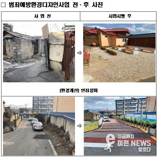 범죄예방 도시환경디자인 전,후 사진