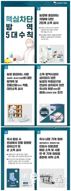 가금농장에서 지켜야 할 핵심차단 방역 5대수칙(출처=농림축산식품부)