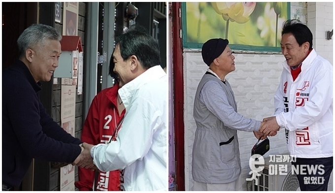 군민들에게 신뢰를 보이고 있는 김선교 후보