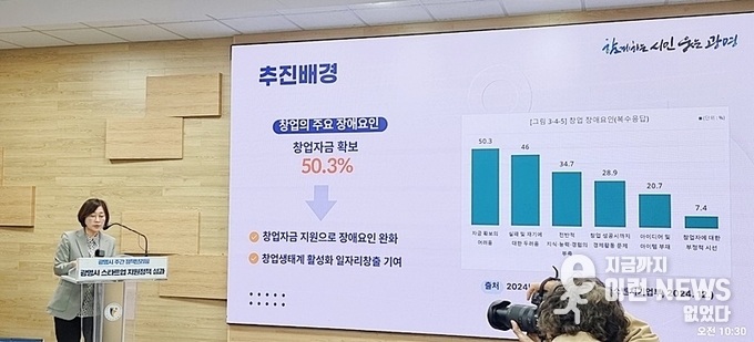 광명시 홍명희 경제문화국장이 브리핑을 진행하고 있다(사진=이런뉴스)