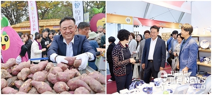 이충우 여주시장 2024년 여주오곡나루축제에서(좌) 2024년 여주도자기축제에서(우) -자료 여주시-