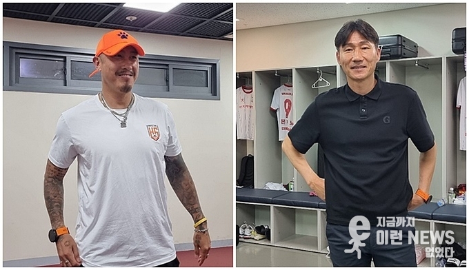 좌측 화성 차두리 감독 우측 부천 이영민 감독 사전인터뷰에서 (사진=이런뉴스) <br>
