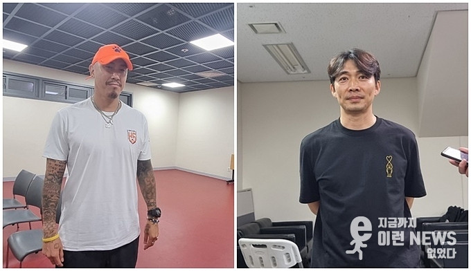 좌측 화성FC 차두리 감독 우측 수원삼성블루윙즈 변성환 감독 사전인터뷰에서