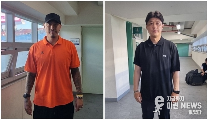 화성FC 차두리 감독(좌)과 안산그리너스FC 이관우 감독(우) 사진=이런뉴스