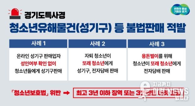 청소년유해물건 등 불법판매 적발 (제공=경기도)