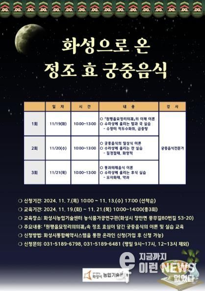 화성시, 화성으로 온 정조 효 궁중음식 교육 운영