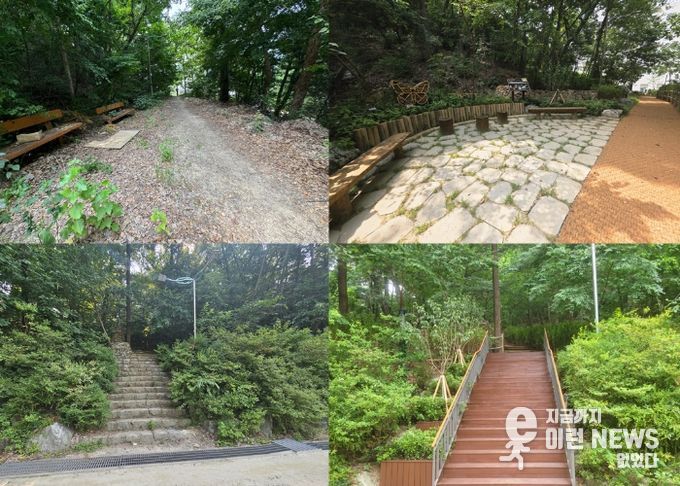 골안공원 생태학습장 및 수리산숲길 진입데크 시공 전후 사진