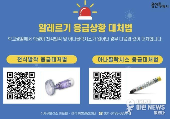 용인특례시가 지역내 미취학안동 관련 기관과 학교에 천식 응급 키트를 보급한다.