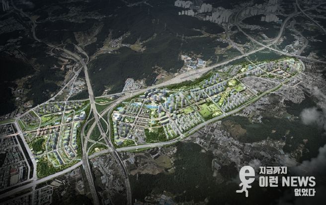 조감도. 지구계획 변경 등 조성계획 변경으로 개발 완료 시 상이할 수 있음