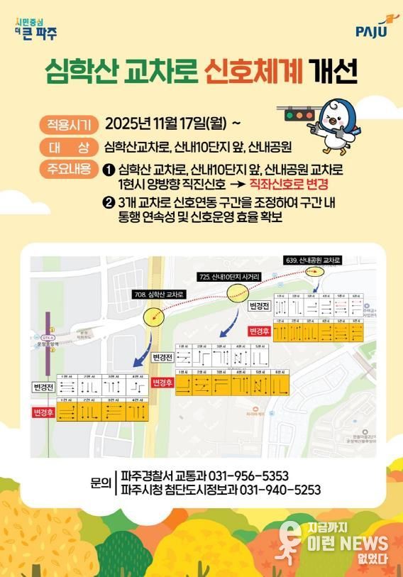 파주 운정신도시 교통혼잡 심한 교차로 신호체계 개선