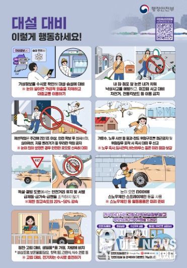 안산시, 강설 예보 행동 요령 전파… 24시간 대응체계 가동