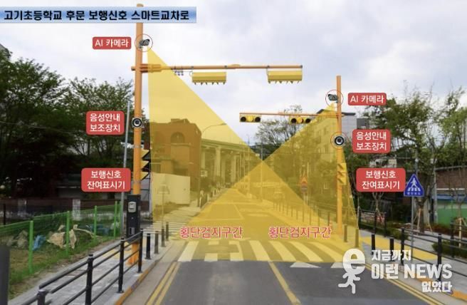 고기초등학교 후문에 설치된 보행신호 스마트교차로