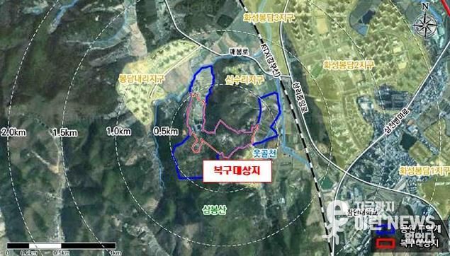 화성문화생태공원 봉담3지구 훼손지복구사업 대상지 위치도