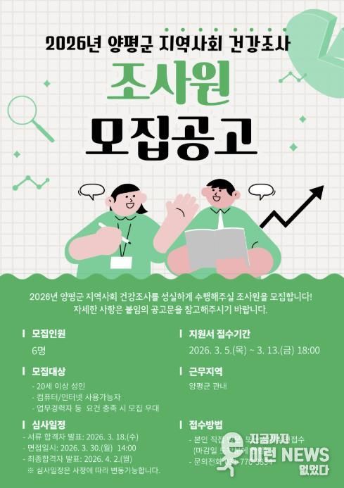 지역사회 건강조사 조사원 모집 포스터