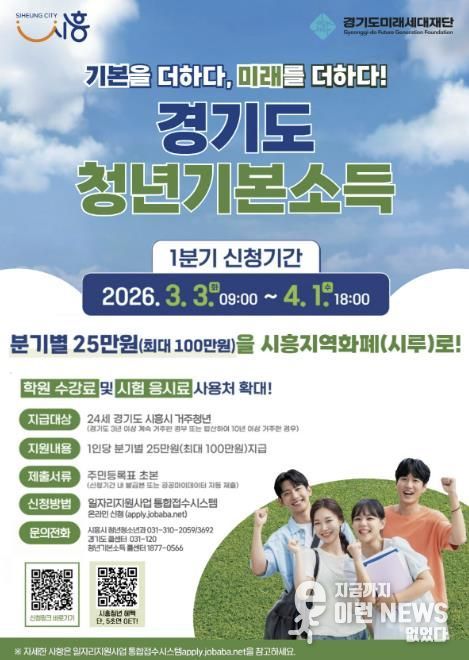 시흥시, 1분기 청년기본소득 신청 개시