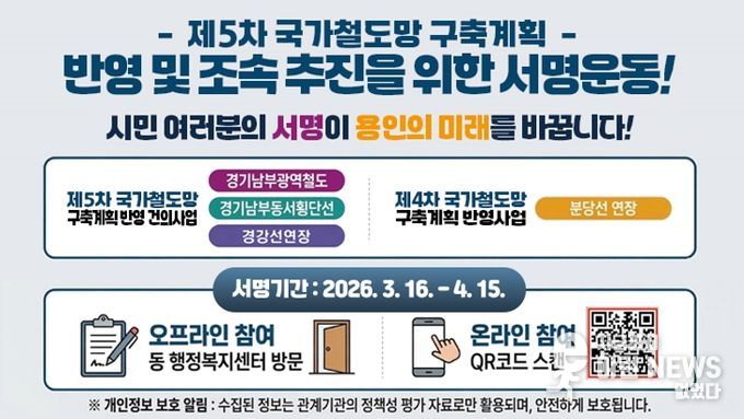 제5차 국가철도망 구축계획 반영 및 조속 추진을 위한 서명운동 홍보물