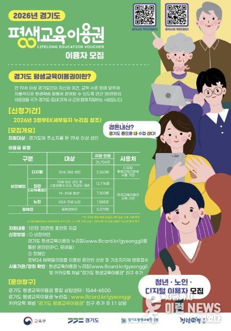 양주시, ‘2026년 제1차 경기도 평생교육이용권 지원사업’ 대상자 모집